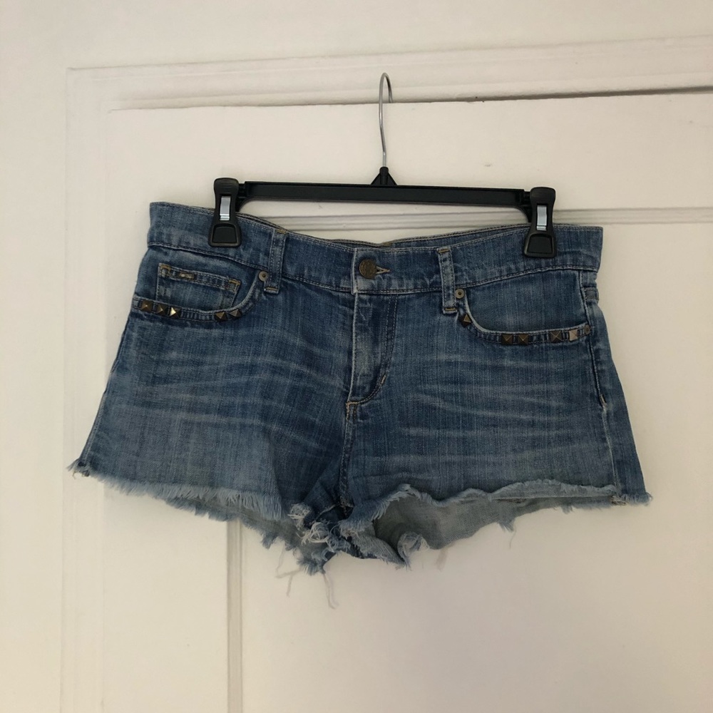 Joe’s Blue Denim Jean Shorts with Studs